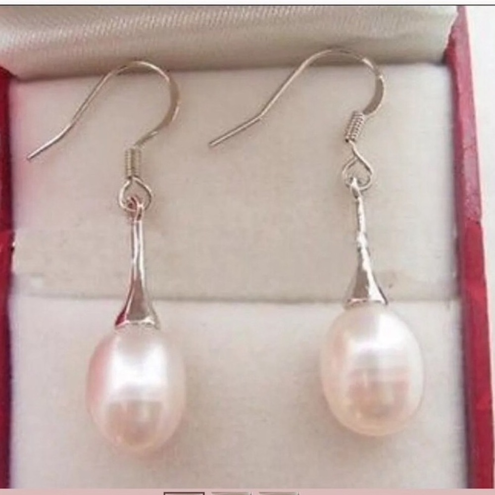 Genuine Freshwater Baroque Teardrop Pearl Sterling Silver Earrings